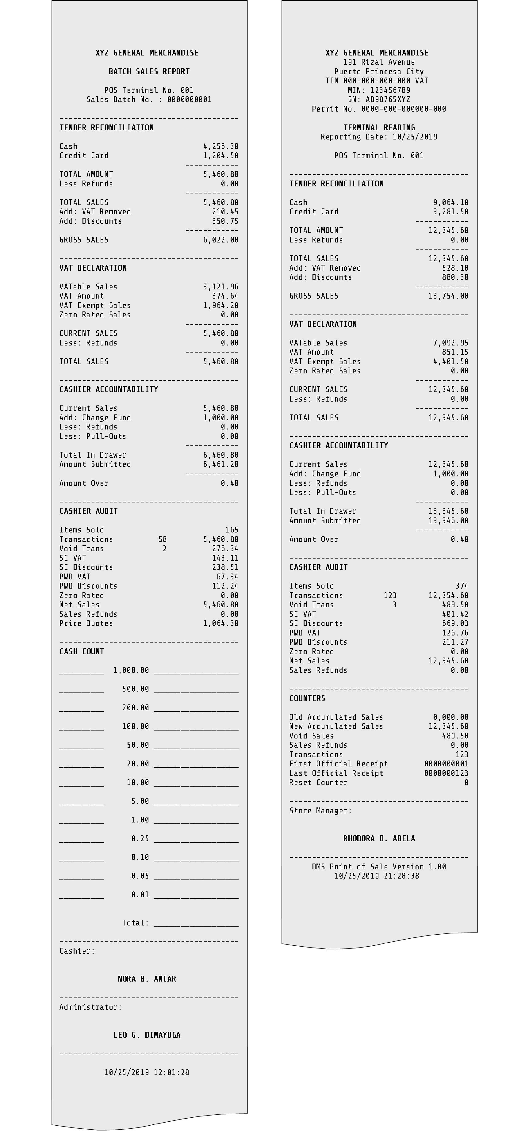 X and Z Readings